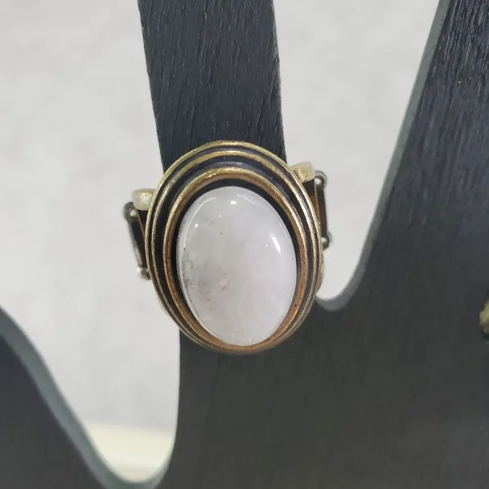 Bundle of 2 Stretch Rings Bronze Statement Large Oversized Jumbo Floral